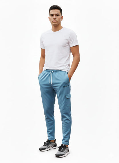 Men’s Premium Sky Blue Cargo Track Trouser / Stylish Casual Sports Pants